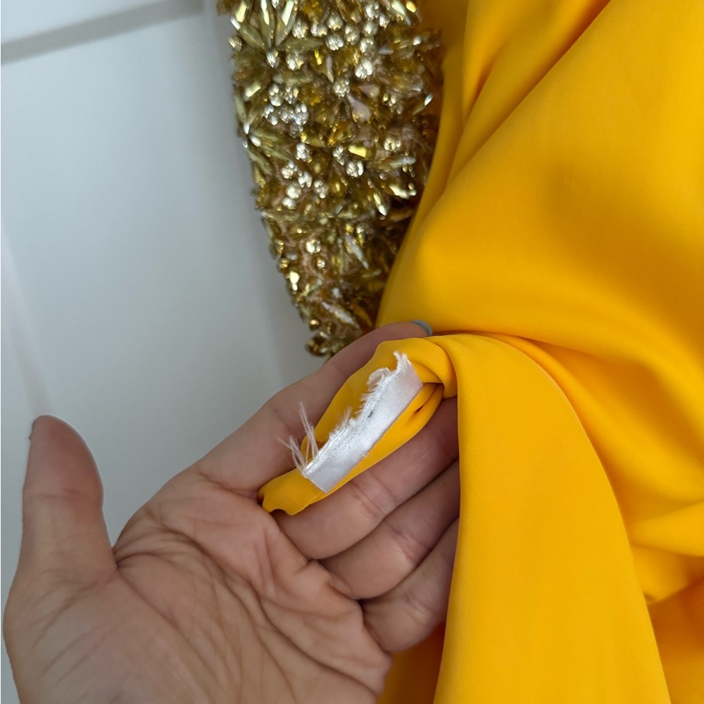 Bronx and Banco Camila Yellow Rhinestone Cutout Maxi Dress NEW with tags - Picture 10 of 11